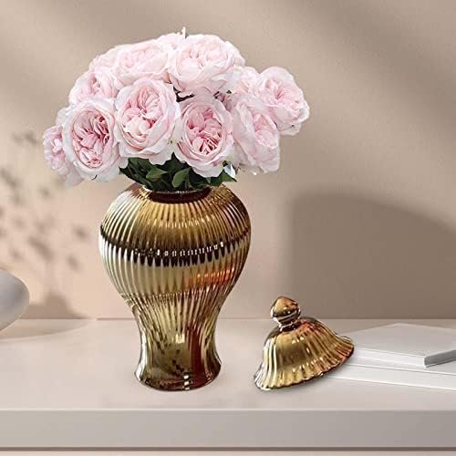 Decor Ceramic Flower Vases Temple Jar Storage Box Ginger Jar Decorative Flower Jar for Centerpiece Bedroom Living Room Kitchen Housewarming Gifts, S