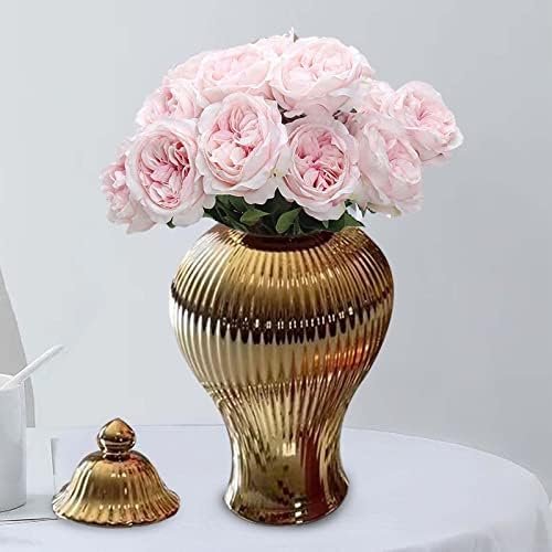 Decor Ceramic Flower Vases Temple Jar Storage Box Ginger Jar Decorative Flower Jar for Centerpiece Bedroom Living Room Kitchen Housewarming Gifts, S