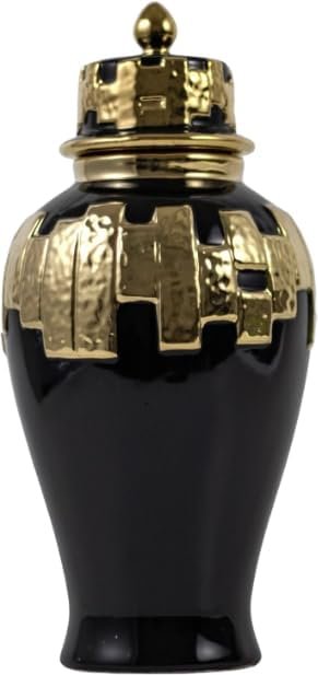 Decor Modern Ginger Jars, vases with lids, Storage Jars for Home Decor, Gilded Decorative Ginger Jars (White, Small)