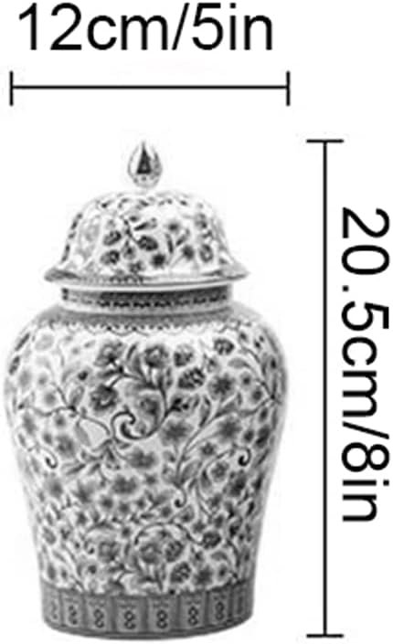 Decor 2 Pack Chinese Enamel Porcelain Ginger Jar Vase With Lid and Gift Box,Decorative Ceramic Temple Jar Vase Tea Storage Jar With Lid Decor for Living Room Bedroom Shelf B (B)