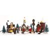Decor Miniature LED Lighted 10-Piece Christmas Village Scene with Santa - Small Decorative Mini Light Up Tabletop Mantel Shelf Xmas Winter Decorations Home Decor