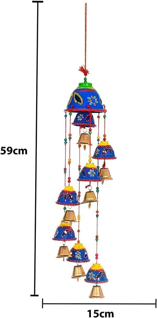 Decor Bells Decorative Hanging Wind Chimes for Indoor and Outdoor Hanging for Home/Office/Hall Decoration Wedding/Event/Party/Haldi/Anniversary/Theme/Birthday Party/Celebration (Pack of 2) Blue