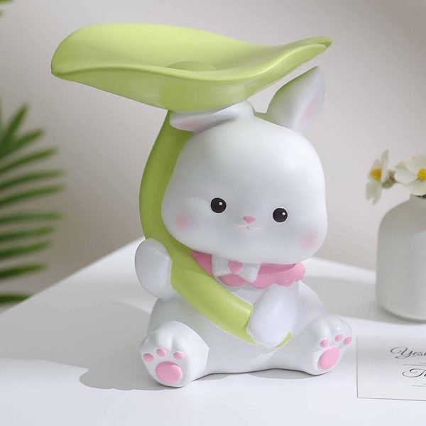 Decor Entryway Bowl for Keys Modern, Creative Resin Rabbit Figurine Key Storage Tray, Birthday Holiday Housewarming Gift,White