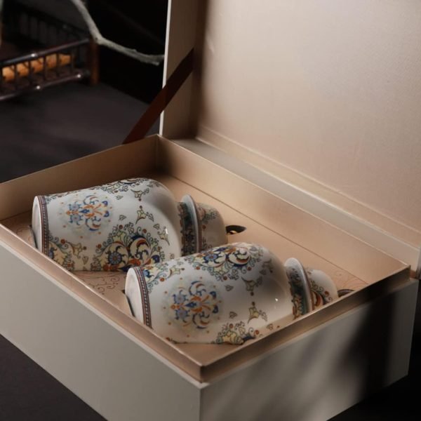 Decor 2 Pack Chinese Enamel Porcelain Ginger Jar Vase With Lid and Gift Box,Decorative Ceramic Temple Jar Vase Tea Storage Jar With Lid Decor for Living Room Bedroom Shelf B (B)