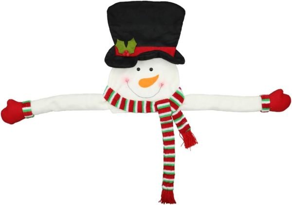 Decor Christmas Tree Topper Snowman Top Hugger for Xmas Tree Holiday Decorations Winter Wonderland Decoration New Year Decorations Ornament with Hat Shawl and Poseable Arms