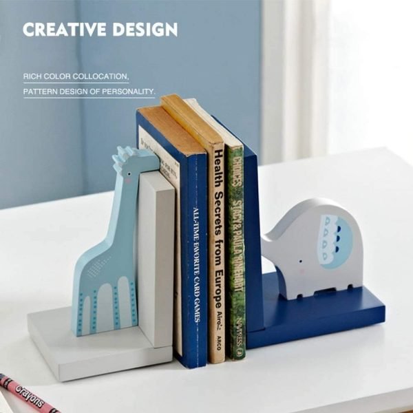 Decor Bookend Ornaments Wooden Cartoon Elephant Bookends For Kid's Room & Nursery Room Decor Decorative Creative Boy Girl Room Bookcase Board Desktop Storage Book Holder For Students