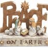 51keuX78uML._AC Decor Sculpted Nativity Scene Figures with Christmas Messages - Tabletop Holiday Decorations (Peace)