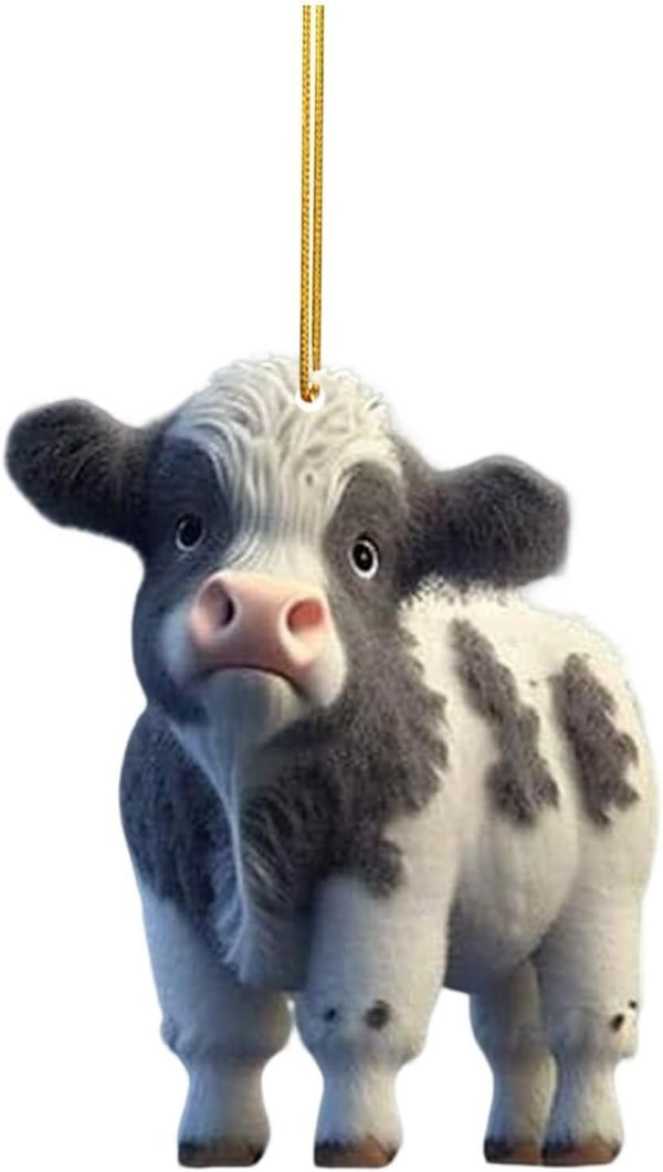 Decor Cute Cartoon Cattle Cow Hanging Ornament Decorative Car Interior Pendant DIY Christmas Tree Ornament Lovely Animal Home Decor Decorative Hanging Ornaments Automobile Keychains