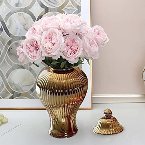 Decor Ceramic Flower Vases Temple Jar Storage Box Ginger Jar Decorative Flower Jar for Centerpiece Bedroom Living Room Kitchen Housewarming Gifts, S