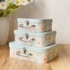 Decor Paperboard Suitcases (Set of 3) Decorative Storage Boxes Storage Gift Boxes With Lids for Photo Storage Home Decoration, Wedding, Birthday, Anniversary and New Year Gift Decoration (Blossom and Dots)