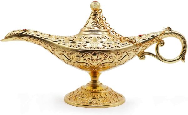 Decor Classic Vintage Aladdin Magic Genie Costume Lamp Home Table Decoration & Gift, Golden Blue