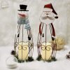 Decor 2 Pack Christmas Candle Lantern with LED Lights, Metal Lighted Santa Claus Lanterns for Christmas Holiday Home Decorations