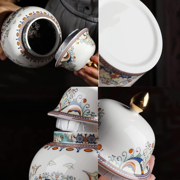 Decor 2 Pack Chinese Enamel Porcelain Ginger Jar Vase With Lid and Gift Box,Decorative Ceramic Temple Jar Vase Tea Storage Jar With Lid Decor for Living Room Bedroom Shelf B (B)