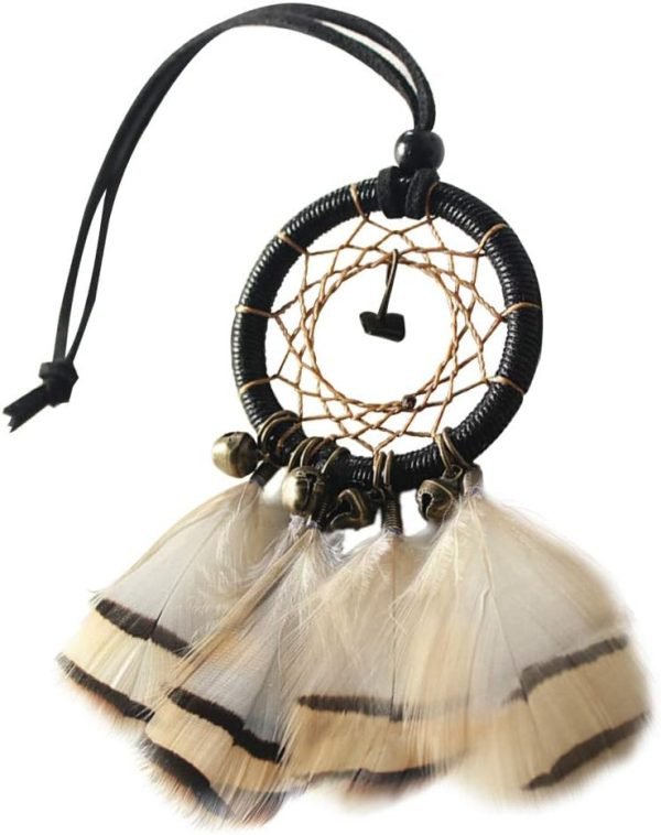 Decor American Dream Catcher, Ethnic Feather Bell Tassel Dream Catcher, Handmade Craft Home Wall Hanging Decor, Native American Car Decor