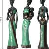 Decor 3 Pack African Women Sculpture,7.5" Women Figurines Exotic Tribal Lady Figurine Black Women Statue Home Office Decor Vintage Collectible Art Crafts Desktop Ornaments Decorations Gift (Green)