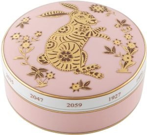 Decor Vista Alegre Golden Large Round Box | Rabbit