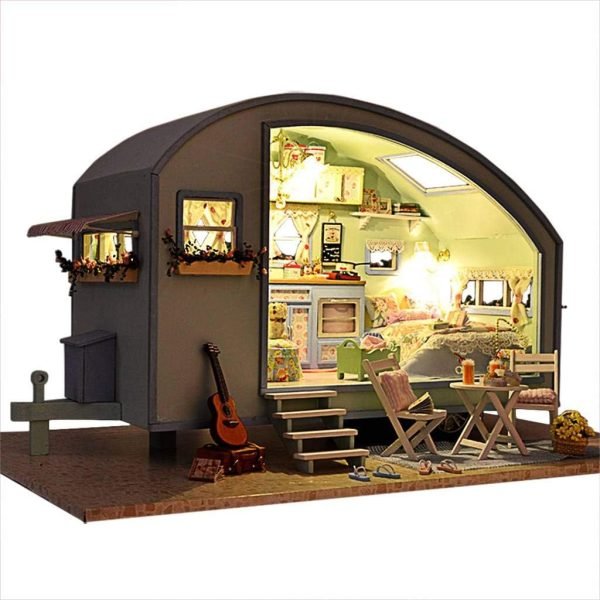 Decor 3D Puzzles DIY Miniature Dollhouse Kit for Adults Kids Wood Craft Furniture LED Music Box Light Time Travel Series
