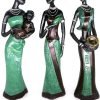 Decor 3 Pack African Women Sculpture,7.5" Women Figurines Exotic Tribal Lady Figurine Black Women Statue Home Office Decor Vintage Collectible Art Crafts Desktop Ornaments Decorations Gift (Green)