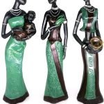 Decor 3 Pack African Women Sculpture,7.5" Women Figurines Exotic Tribal Lady Figurine Black Women Statue Home Office Decor Vintage Collectible Art Crafts Desktop Ornaments Decorations Gift (Green)