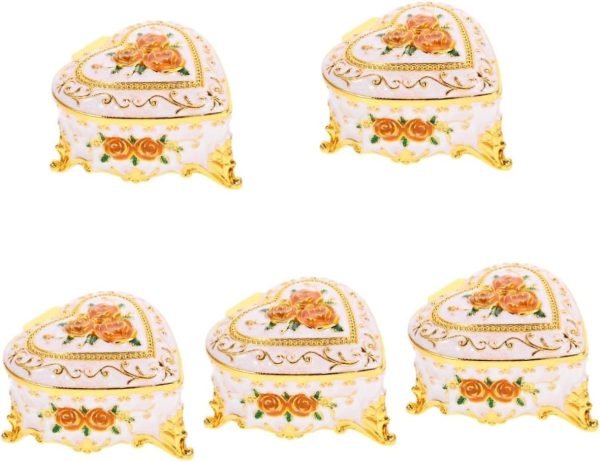 Decor 4pcs Rose Jewelry Box Ring Holder Jewelry Case Desktop Decor Jewelry Organizer for Jewelry Organizer Small Jewelry Holder Shape Decor Trinket Boxes