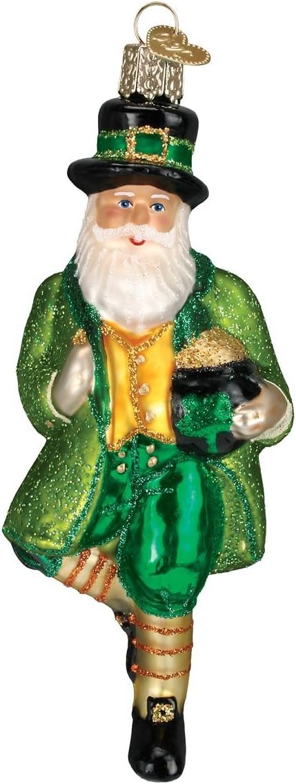 Decor Old World Christmas Irish Santa Glass Blown Ornament for Christmas Tree