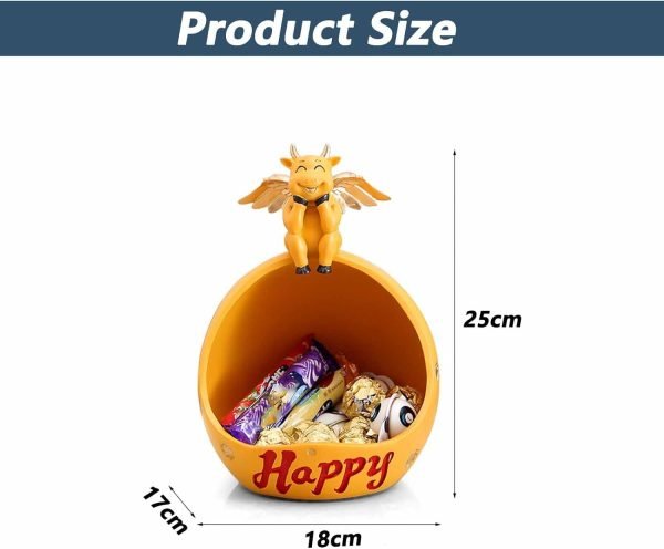 61EQ-EWV0AL._AC_SL1500 Decor Decorative Bowl for Keys Entryway, Home Living Room Candy Bowl, Creative Cow Resin Figurine, Storage Box,White