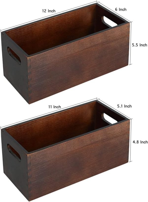 Decor Wood Open Storage Boxes Mail Organizer Bins Letter Holder Box Rustic Wooden Boxes for Storage Nesting Storage Box Set 2
