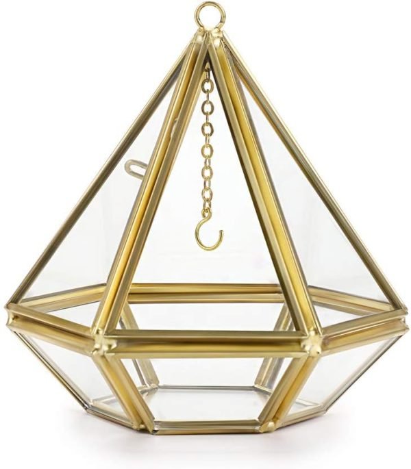 61FqtOltowL._AC_SL1024 Decor Jewelry Ring Display Holder - Glass Ring Holder Geometric Glass Ring Jewelry Box Wedding Ring Bearer Gift Box Hanging Prism Ring Stand Proposal Ring Display Case (Triangular pyramid)