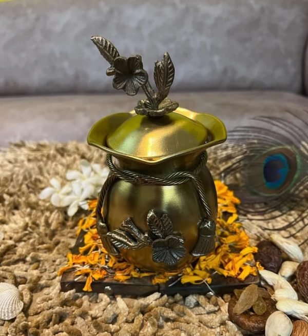 Decor Brass Antique finish Dry Fruits Potli jar/box/gift item - set of 2 jars