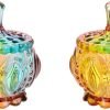 Decor 2pcs colorful glass jar old glass crystal cookie jar glass bowls with lids glass decorative jar glass candy jar candy dish with lid clear jar Glass Gift Organizer biscuit Candy box