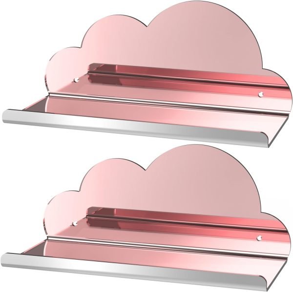 Decor Cloud-Shaped Clear Acrylic Floating Shelves XL 2-Pack for Toys, Ornaments, Essential Oils & More, 12.7" L x 4.7" W x 5.5" H Spacious Room Decoration Display for Kids Room, Bathroom & Bedroom