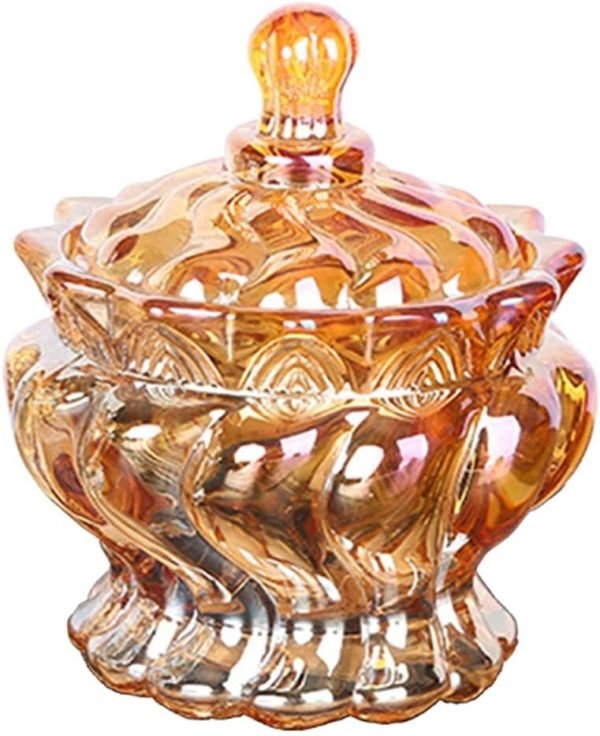 Decor Color crystal glass Storage Jar with Lids, Candy Jar Food Jar Wedding Candy Containers Crystal Jewelry Box Household Storage