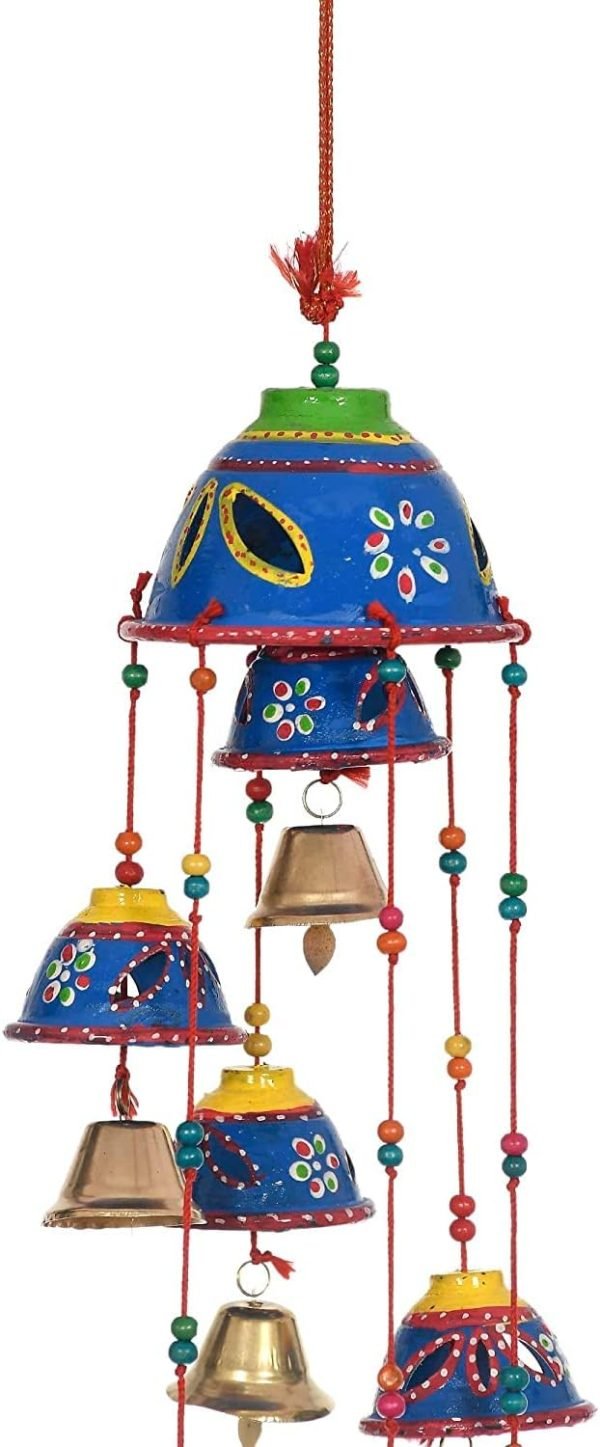 Decor Bells Decorative Hanging Wind Chimes for Indoor and Outdoor Hanging for Home/Office/Hall Decoration Wedding/Event/Party/Haldi/Anniversary/Theme/Birthday Party/Celebration (Pack of 2) Blue