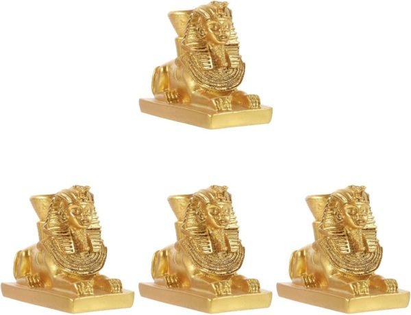 Decor 4pcs Egyptian Pharaoh Ornaments Sphinx Head Statue Sphinx Egypt Statue Sphinx Aquarium Decorations Resin Crafts Home Statue Tutankhamun Office Environmental Resin Desktop