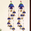 Decor Bells Decorative Hanging Wind Chimes for Indoor and Outdoor Hanging for Home/Office/Hall Decoration Wedding/Event/Party/Haldi/Anniversary/Theme/Birthday Party/Celebration (Pack of 2) Blue