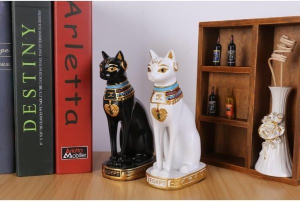 Decor 2Pcs/Pack Ancient Egypt Kitty Egyptian Bastet Cat Resin Crafts Statue Ornaments Cute Novelty Cat Resin Home Office Bar Decoration Collectible Bastet Sculpture