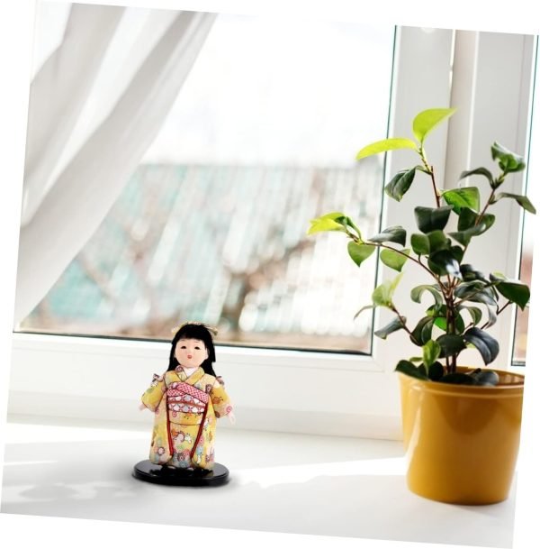 Decor 2pcs Japanese Doll Wood Toys Geisha Kabuki Doll Model Car Ornament Asian Kimono Doll Figurine Asian Kimono Figure Japanese Kabuki Dolls Toy for Kids Decorations Child Aldult Cloth