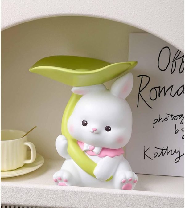 Decor Entryway Bowl for Keys Modern, Creative Resin Rabbit Figurine Key Storage Tray, Birthday Holiday Housewarming Gift,White