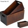 Decor Wood Open Storage Boxes Mail Organizer Bins Letter Holder Box Rustic Wooden Boxes for Storage Nesting Storage Box Set 2