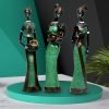 Decor 3 Pack African Women Sculpture,7.5" Women Figurines Exotic Tribal Lady Figurine Black Women Statue Home Office Decor Vintage Collectible Art Crafts Desktop Ornaments Decorations Gift (Green)