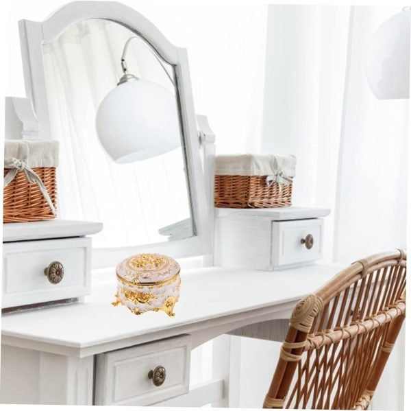 Decor 3pcs Enamel Jewelry Box Jewelry Organizer Earring Organizer Holder Vintage Jewelry Holder Desktop Ornament Necklace Holder Candy Holder Decorative Box Alloy Antique Travel