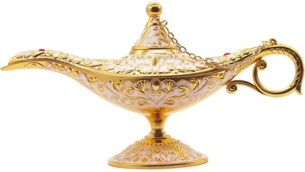 Decor Classic Vintage Aladdin Magic Genie Costume Lamp Home Table Decoration & Gift, Golden Blue