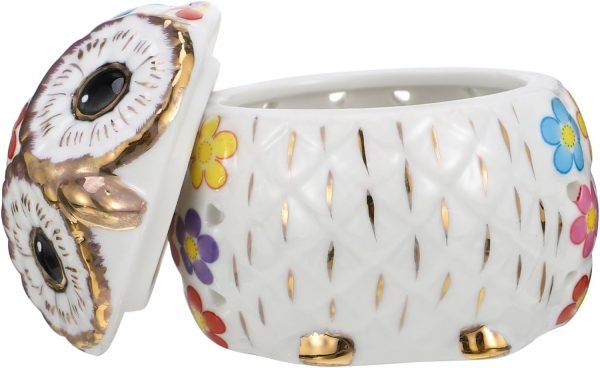61ZOAP_JnSL._AC_SL1500 Decor Owl Jewelry Box Ceramic Owl Jar with Lid Owl Shape Aroma Jar Desktop Decor Ceramic Desktop Ornament Meditation Aromatherapy Organizer Ceramic Storage Jar Aromatherapy Decoration