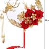 Decor 5pcs Chinese Wedding Retro Bride Gold Red Circular Fan Handmade Dragon and Phoenix Flower Decoration Craft Photography Jewelry Decoration Props(1/2/3/4/5)