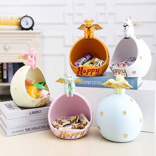 61asM9_I9qL._AC_SL1500 Decor Decorative Bowl for Keys Entryway, Home Living Room Candy Bowl, Creative Cow Resin Figurine, Storage Box,White