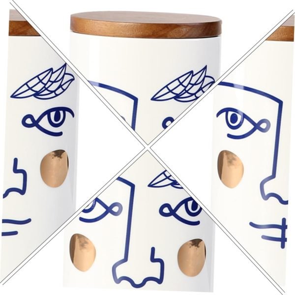 Decor 2 pcs grain storage box airtight ceramic canister Home Storage Decor accessories decorate Noose the face ceramic coffee can containers for storage tea storage tank Storage Box