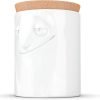 Decor PRODUCTS Porcelain Storage Jar, Charming Face Edition, 57 Oz. White (Single Jar) with Natural Cork Lid