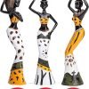 Decor 3 Pack African Women Sculpture,7.5" Women Figurines Exotic Tribal Lady Figurine Black Women Statue Home Office Decor Vintage Collectible Art Crafts Desktop Ornaments Decorations Gift (Green)