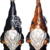 Decor Set of 2 Hand Blown Glass Halloween Gnomes Ornaments for Christmas Tree Decorations, Hanging Glass Halloween Gnome Christmas Ornaments