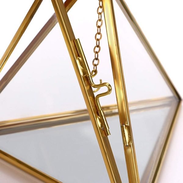 61lKM5nPkKL._AC_SL1024 Decor Jewelry Ring Display Holder - Glass Ring Holder Geometric Glass Ring Jewelry Box Wedding Ring Bearer Gift Box Hanging Prism Ring Stand Proposal Ring Display Case (Triangular pyramid)